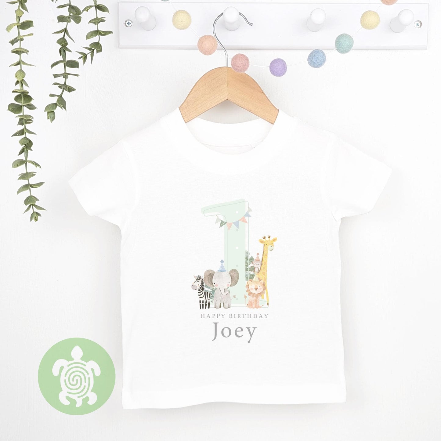 Safari Green Shadow Happy Birthday Party T-shirt Top, Personalised 1st 2nd 3rd Birthday design, Birthday Outfit, First Second Birthday Tee