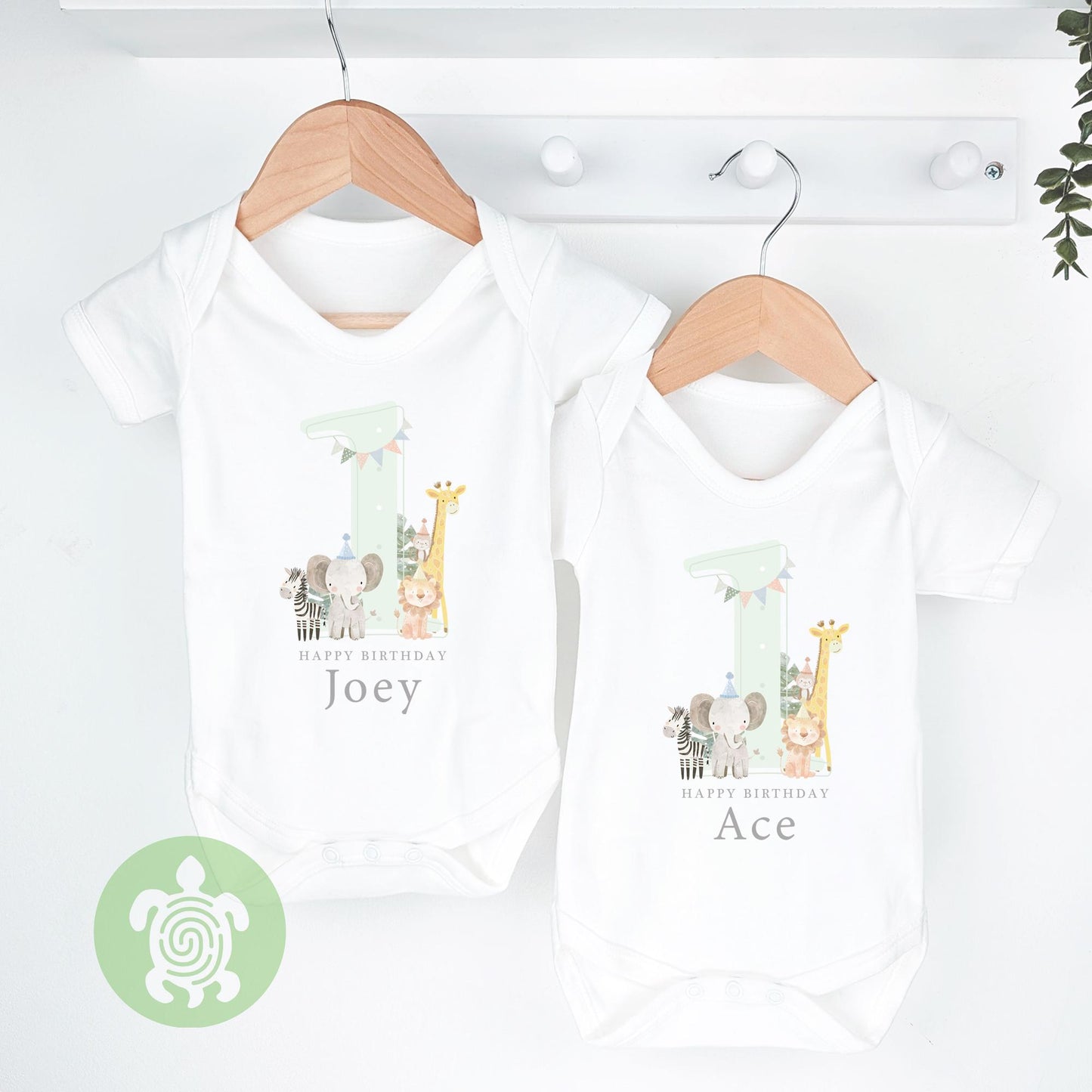 Safari Green Shadow Happy Birthday Party T-shirt Top, Personalised 1st 2nd 3rd Birthday design, Birthday Outfit, First Second Birthday Tee