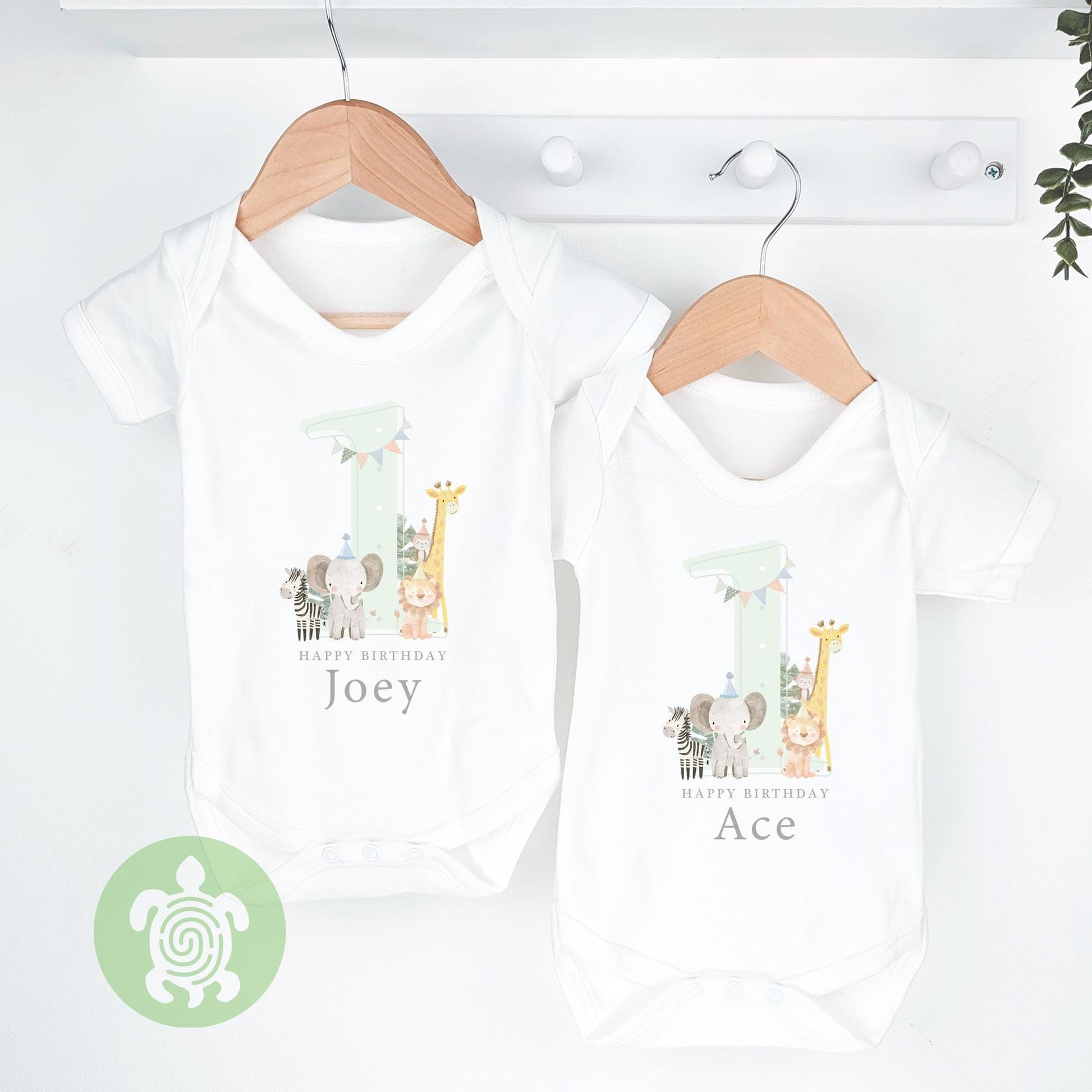 Safari Green Shadow Happy Birthday Party T-shirt Top, Personalised 1st 2nd 3rd Birthday design, Birthday Outfit, First Second Birthday Tee