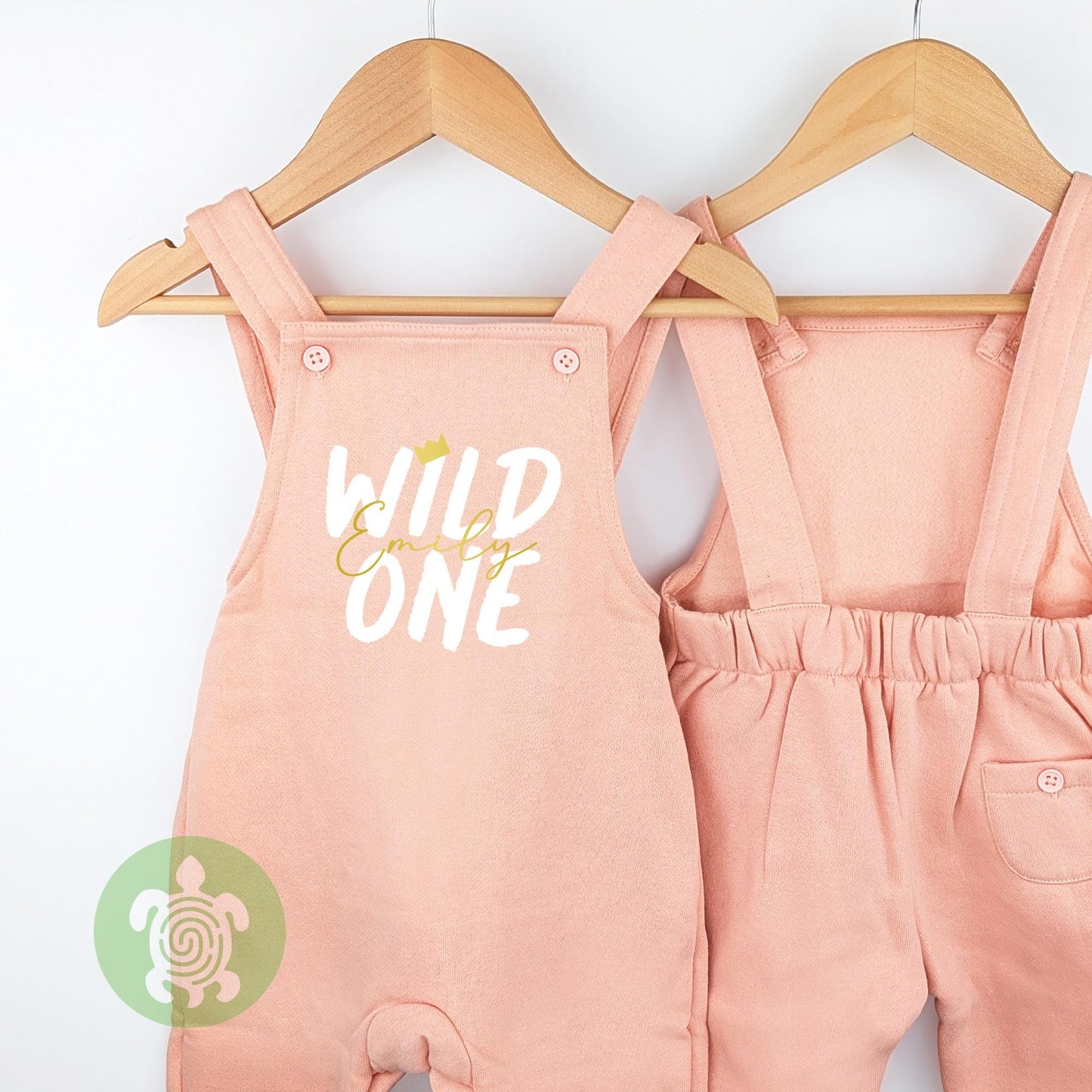Personalised Wild One Fleece Dungarees, Children's Party Outfit, with Metallic gold Print, Toddler Outfit, Birthday Overalls, 1st Birthday