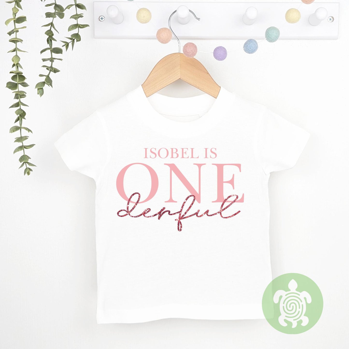 Personalised One-derful Girls birthday T-shirt, Sweatshirt, 1st Birthday Design with Glitter Print Party, Party Outfit, Children's T-shirt