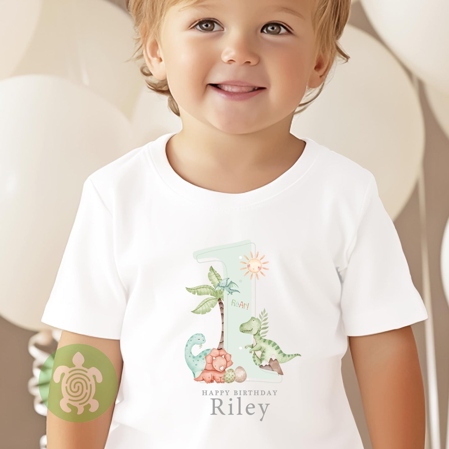 Personalised Green Dinosaur Shadow Birthday Any Age, 1st Birthday Party, Birthday T-shirt, Baby Vest, Childs Jumper, Birthday outfit