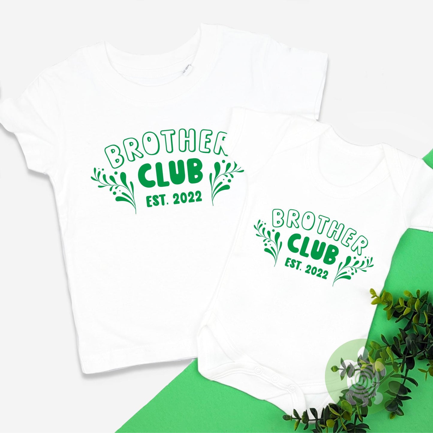Brother Club with Personalised Year Tshirt, Bodysuit, Sweatshirt, Sleepsuit, Matching Set Gift, Big Bro Announcement, Newborn Gift, Brothers