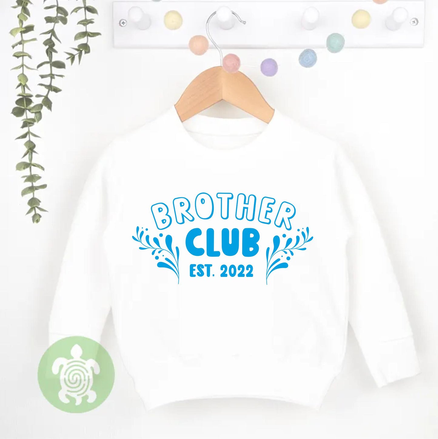 Brother Club with Personalised Year Tshirt, Bodysuit, Sweatshirt, Sleepsuit, Matching Set Gift, Big Bro Announcement, Newborn Gift, Brothers