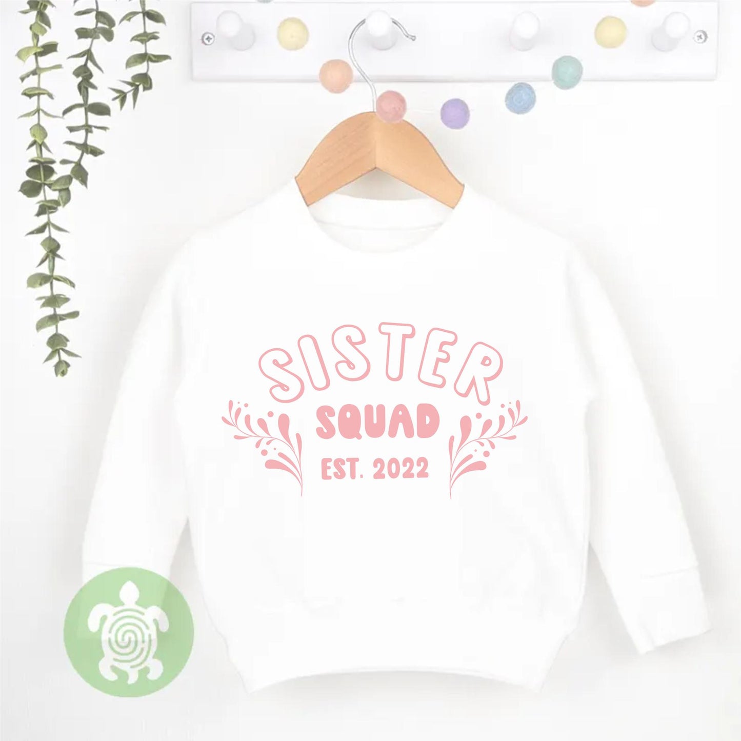 Sister Squad with Personalised Year Tshirt, Bodysuit, Sweatshirt, Sleepsuit, Matching Set Gift, Big Sis Announcement, Newborn Gift, Sisters