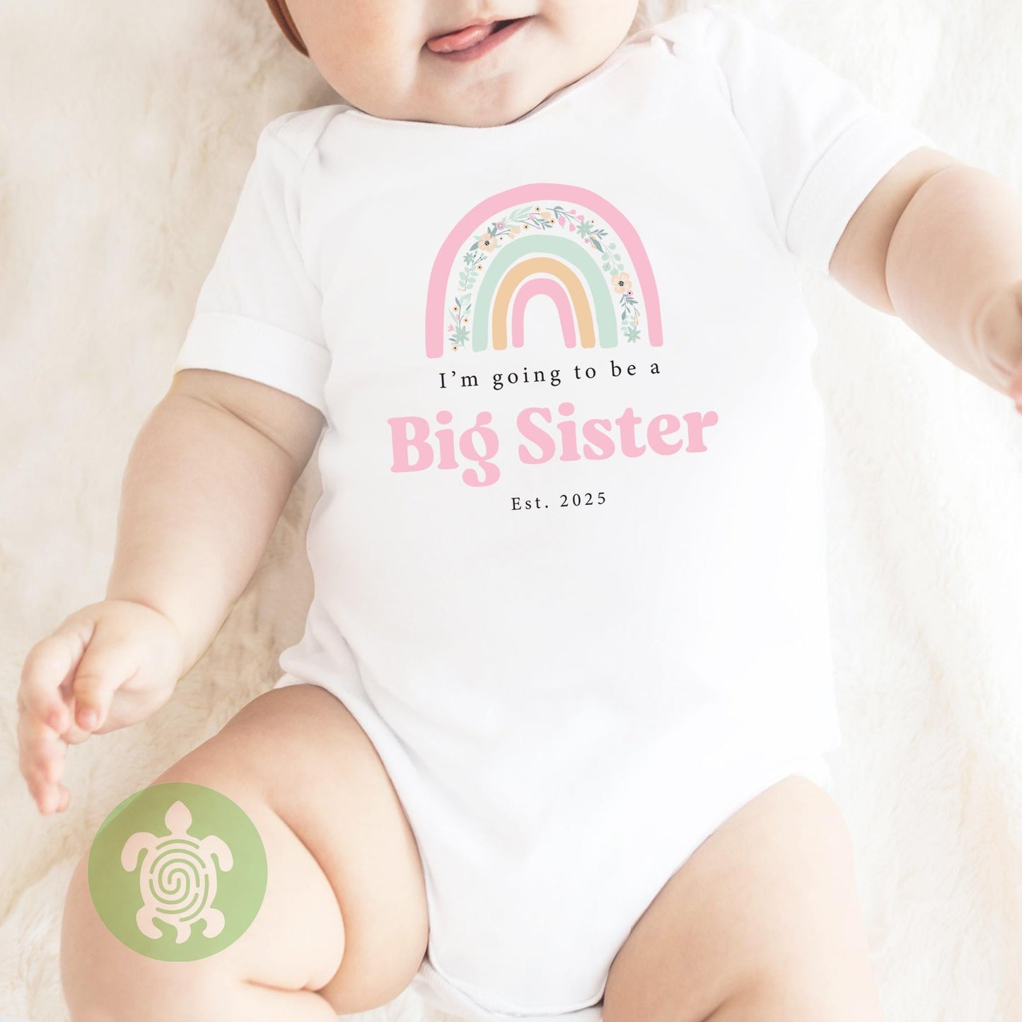 Personalised Girls Boho Rainbow Announcement T-shirt | New Baby Announcement| Big Sister | Children's sweatshirt | New Sister Gift Outfit