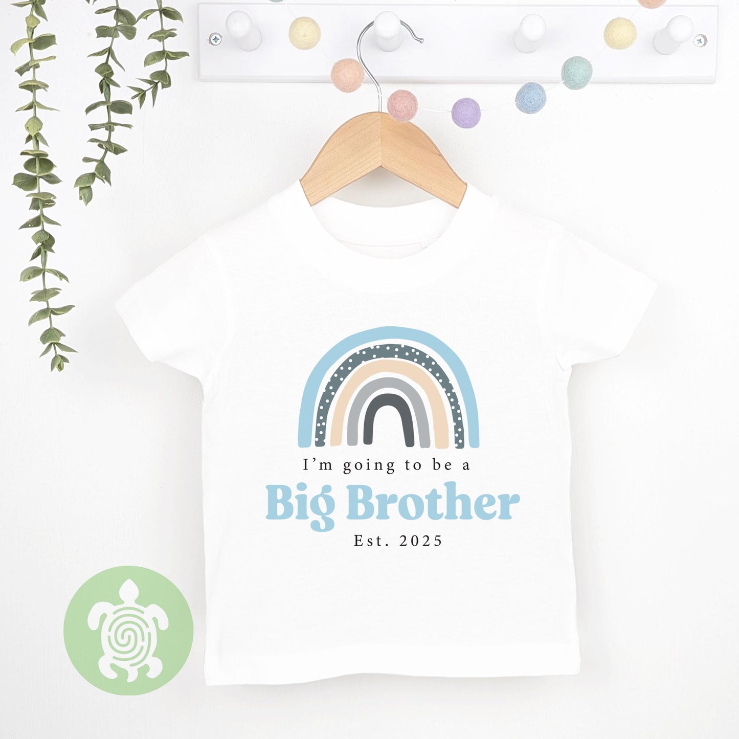 Personalised Boys Boho Rainbow Announcement T-shirt | New Baby Announcement| Big Sister | Children's sweatshirt | New Brother Gift Outfit
