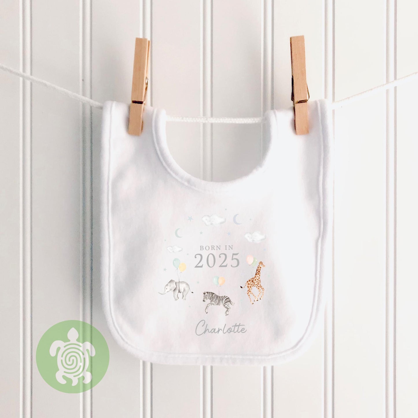 Personalised Born In Safari Balloons gift set | Personalised Sleepsuit Baby Vest|  keepsake Gift | Coming home outfit |Baby Boy Girl Outfit