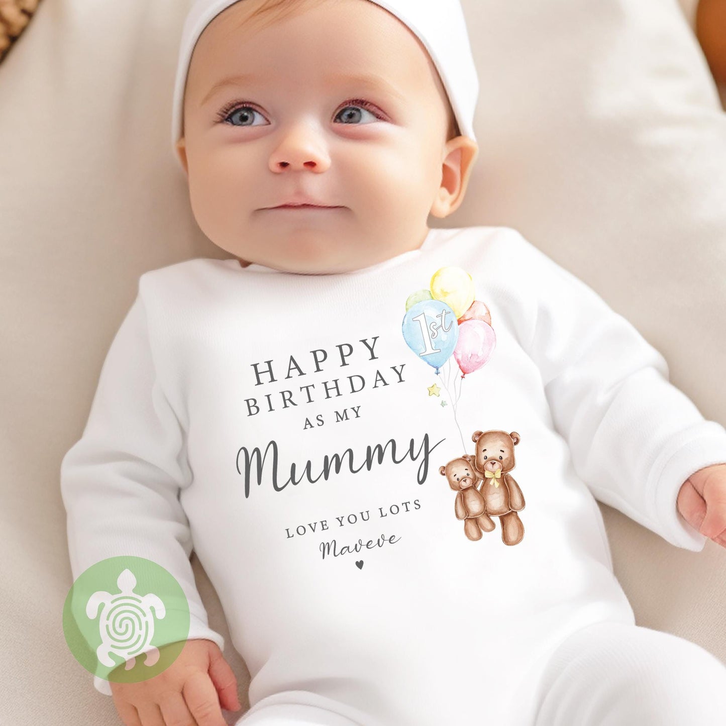 Happy 1st Birthday as my Mummy Love you Lots Baby Bodysuit Babygrow, Personalised Teddy Bear, Birthday As Parents Mum, Mummy Gift