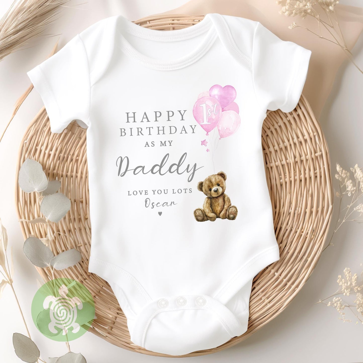 Happy 1st Birthday as my Daddy Babygrow Teddy Balloons, Daddy Birthday Gift, Dad Birthday Gift, New Dad Gift, Baby vest, Sleepsuit
