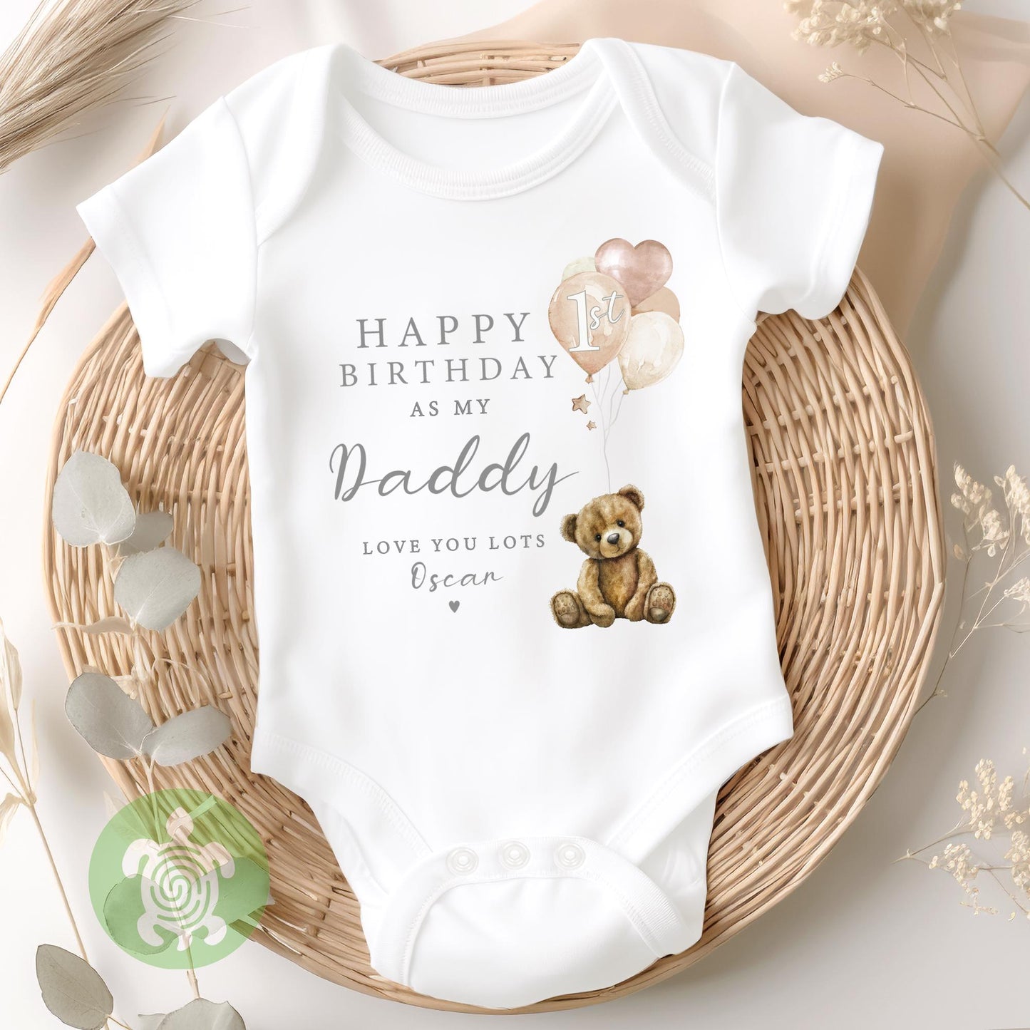 Happy 1st Birthday as my Daddy Babygrow Teddy Balloons, Daddy Birthday Gift, Dad Birthday Gift, New Dad Gift, Baby vest, Sleepsuit