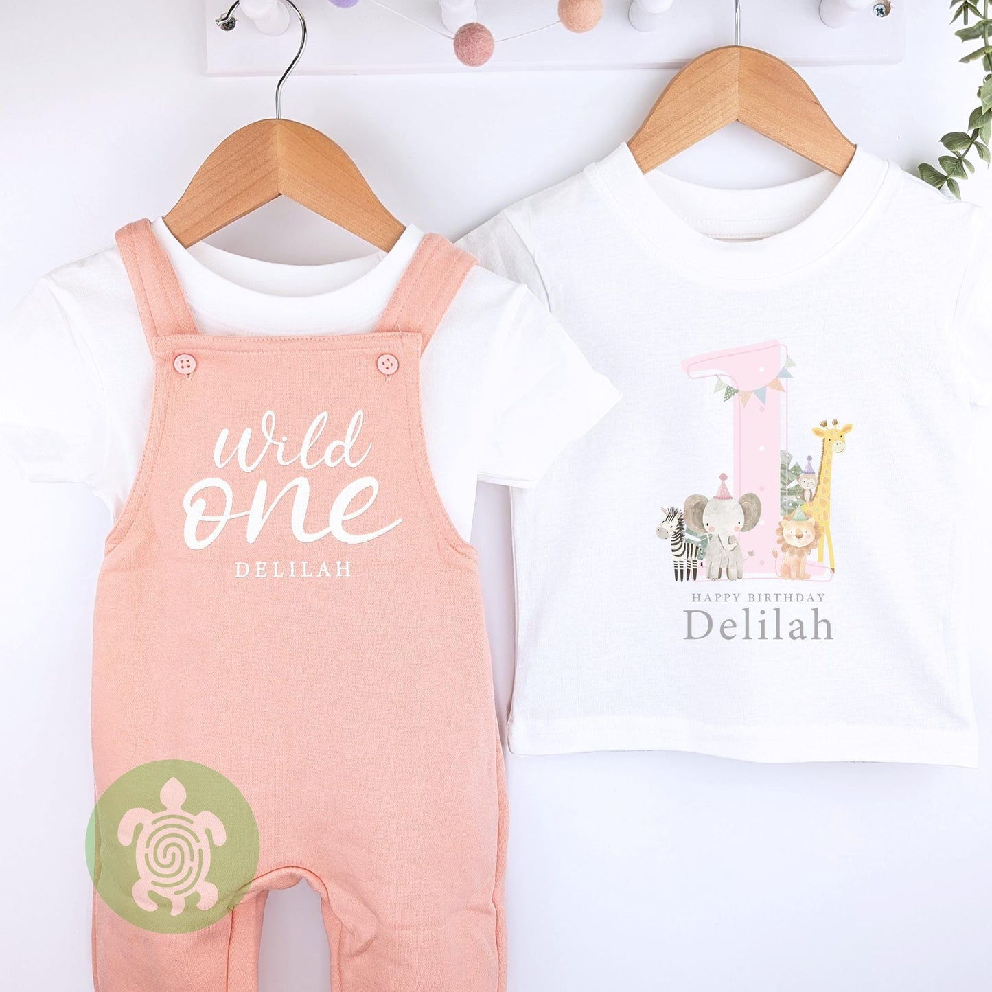 Wild One Personalised Embroidered Birthday Dusty Pink Fleece Dungarees, 1st Party Outfit, Childs Clothing, Birthday Outfit