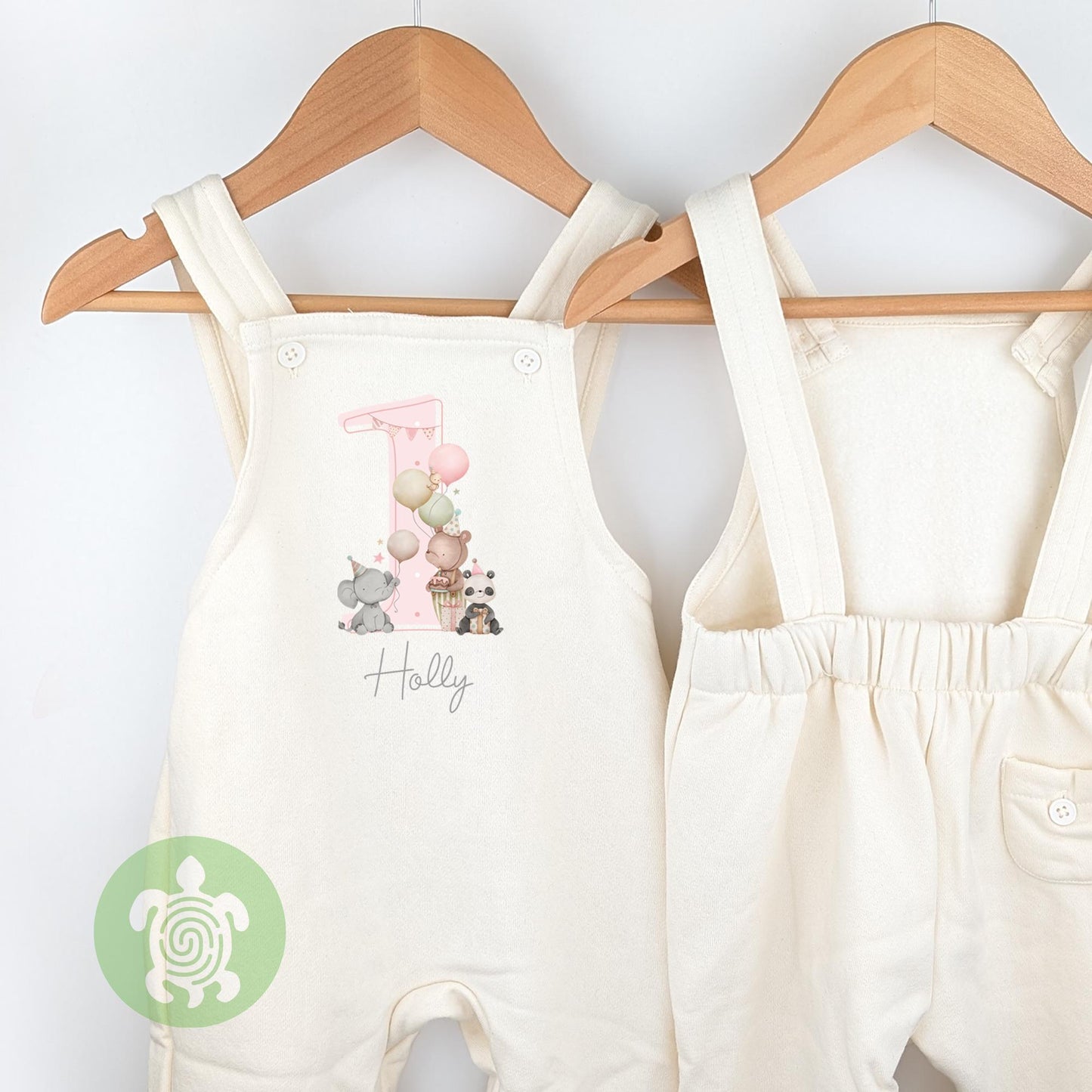 Teddy Party Personalised Birthday Oat Fleece Dungarees, 1st 2nd Party Outfit with Grey Print, Childs Clothing, Birthday Outfit