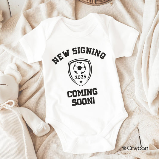 Baby Football New Signing Pregnancy Announcement Unisex White Babygrow Bodysuit Gift Baby Shower