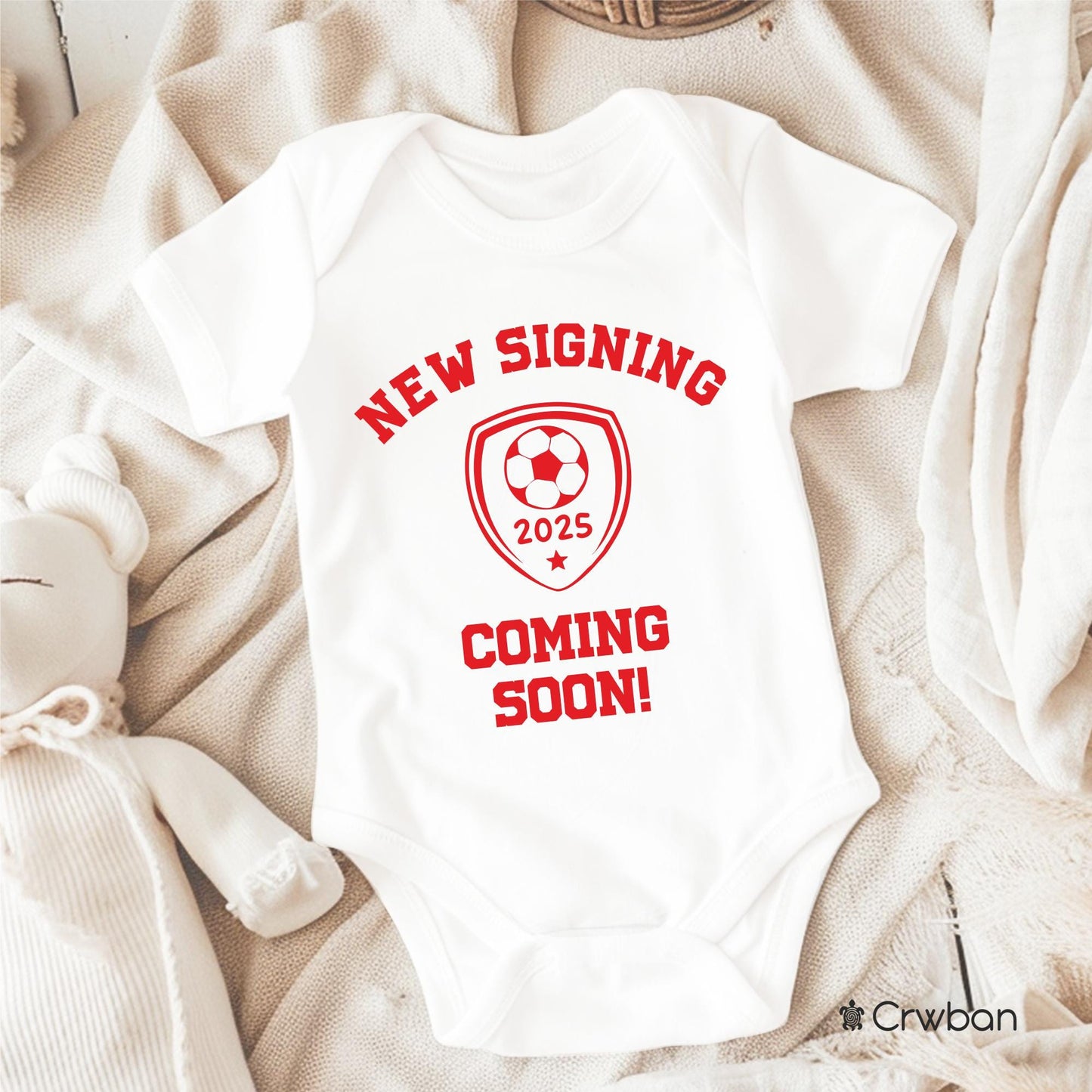 Baby Football New Signing Pregnancy Announcement Unisex White Babygrow Bodysuit Gift Baby Shower