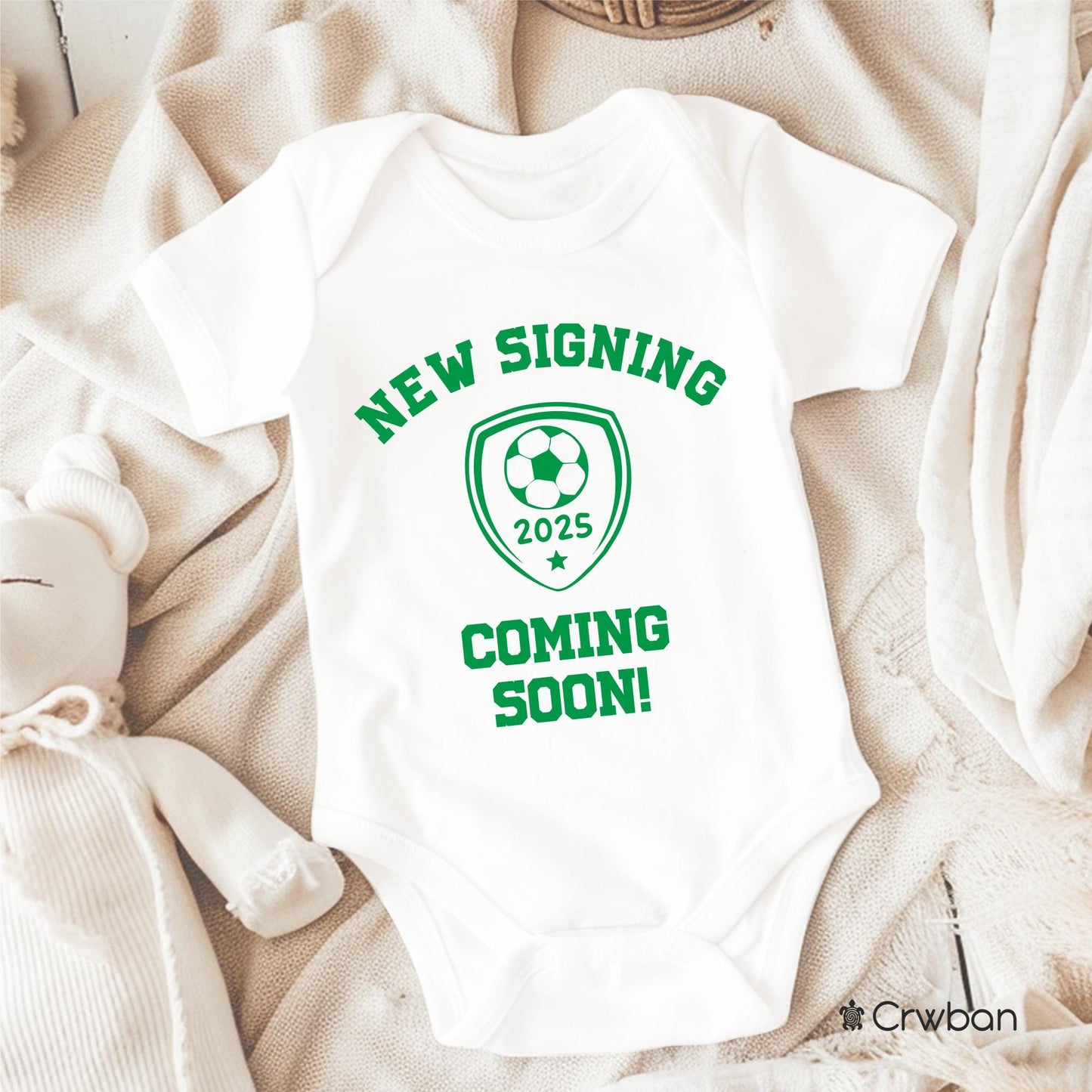 Baby Football New Signing Pregnancy Announcement Unisex White Babygrow Bodysuit Gift Baby Shower