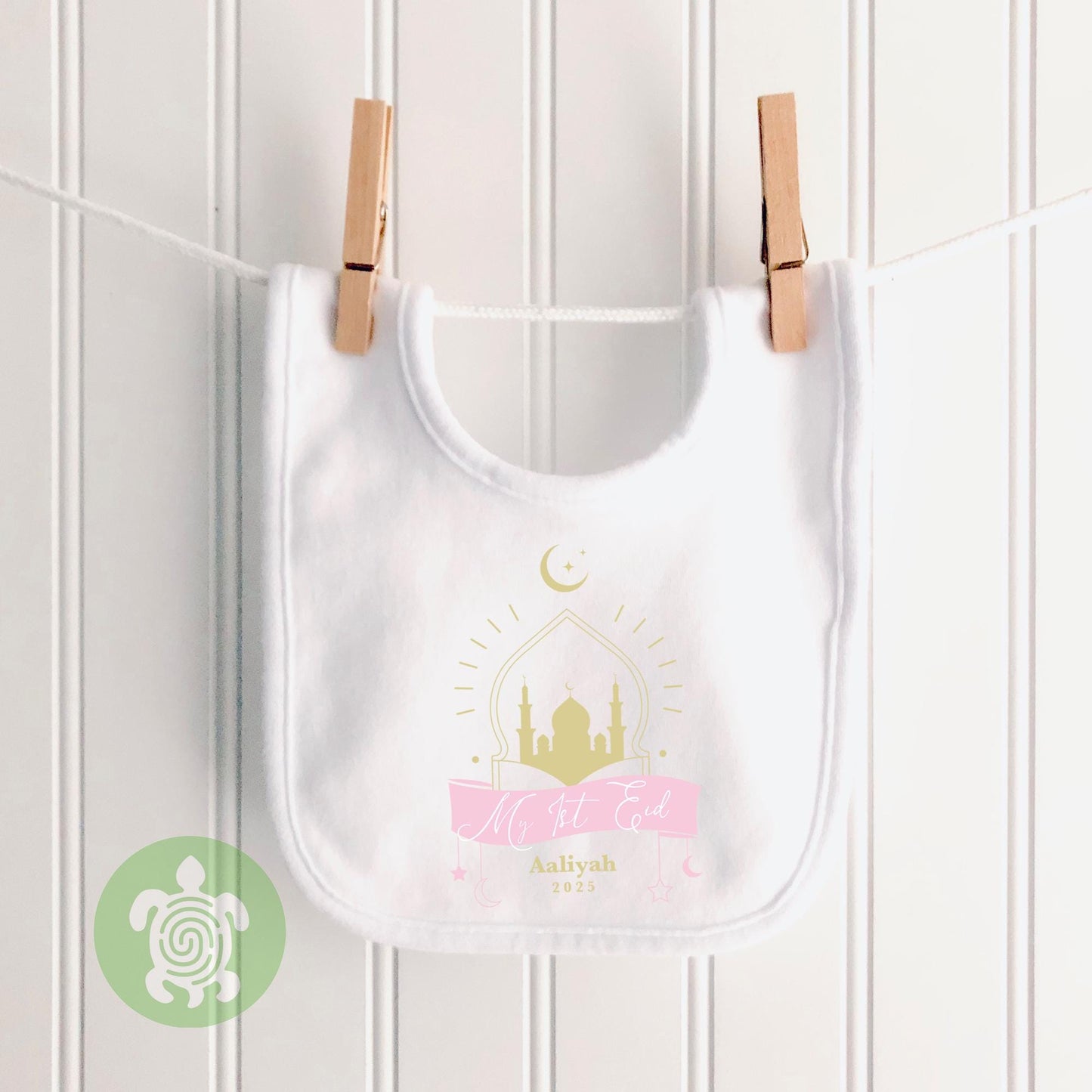 Personalised Baby Pink My First Ramadan, Babygrow Romper, Sleepsuit Girls, 1st Eid Ramadan Gift, Baby Newborn, Metallic gold prin
