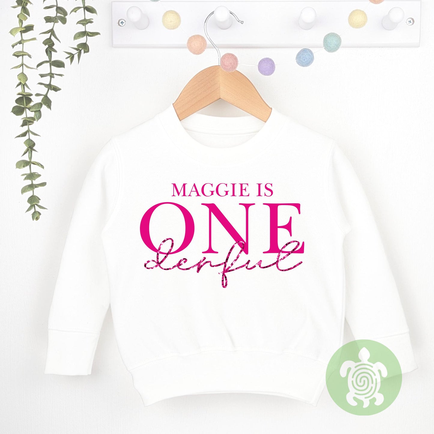 Personalised One-derful Girls birthday T-shirt, Sweatshirt, 1st Birthday Design with Glitter Print Party, Party Outfit, Children's T-shirt