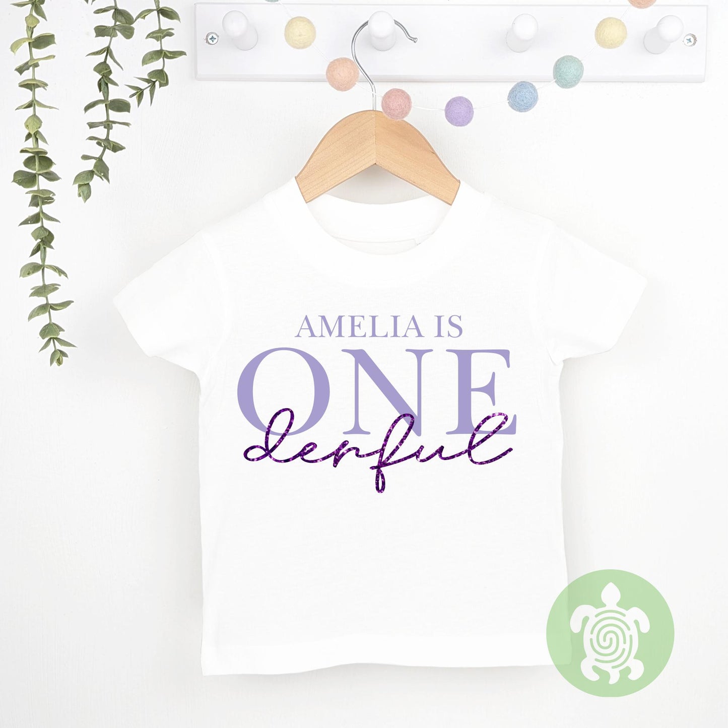 Personalised One-derful Girls birthday T-shirt, Sweatshirt, 1st Birthday Design with Glitter Print Party, Party Outfit, Children's T-shirt