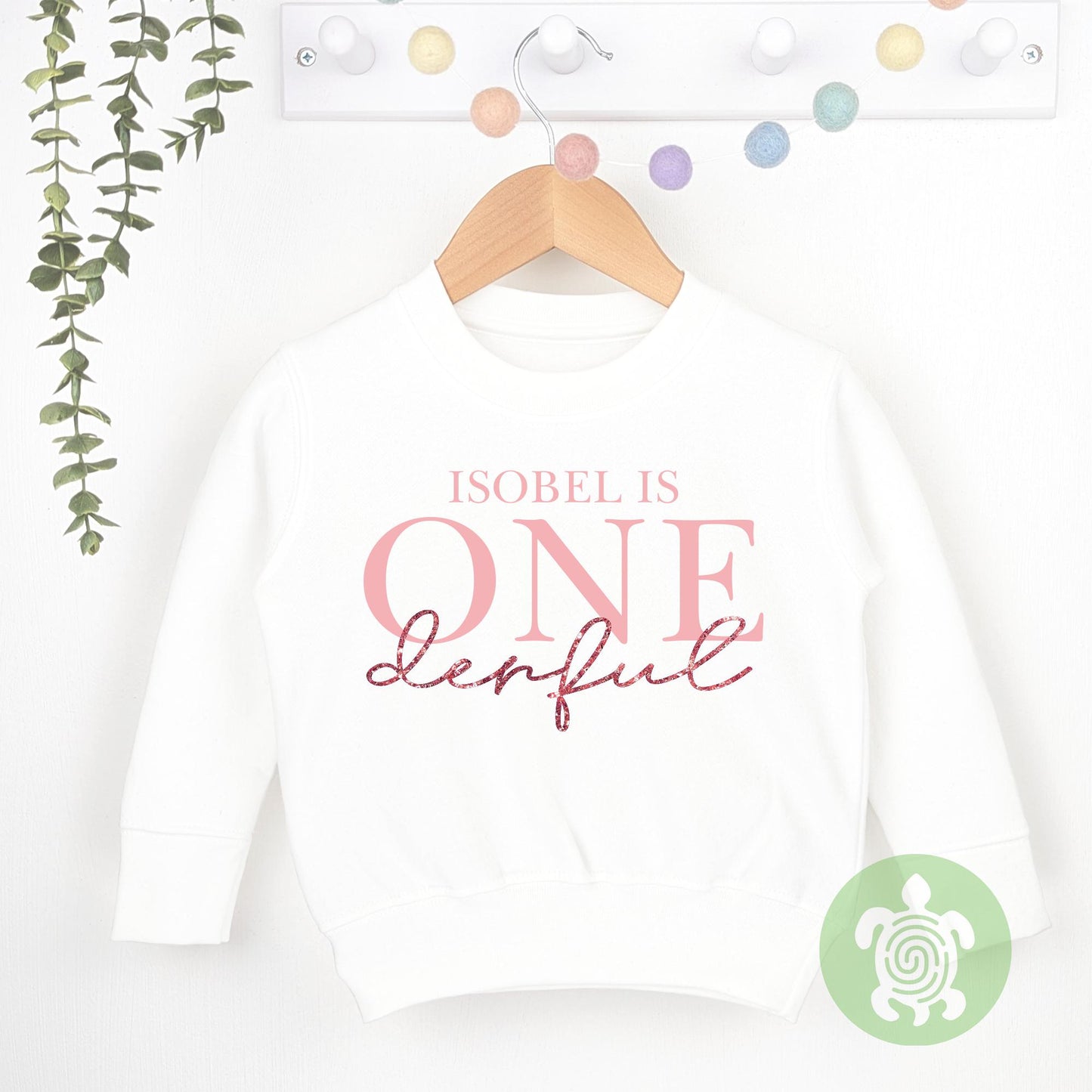 Personalised One-derful Girls birthday T-shirt, Sweatshirt, 1st Birthday Design with Glitter Print Party, Party Outfit, Children's T-shirt