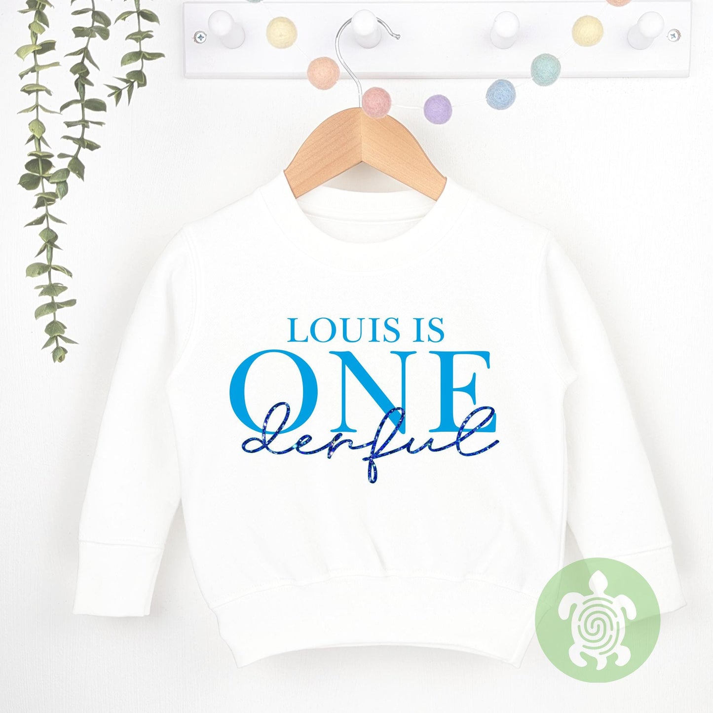 Personalised One-derful Boys birthday T-shirt, Sweatshirt, 1st Birthday Design with Glitter Print Party, Party Outfit, Children's T-shirt