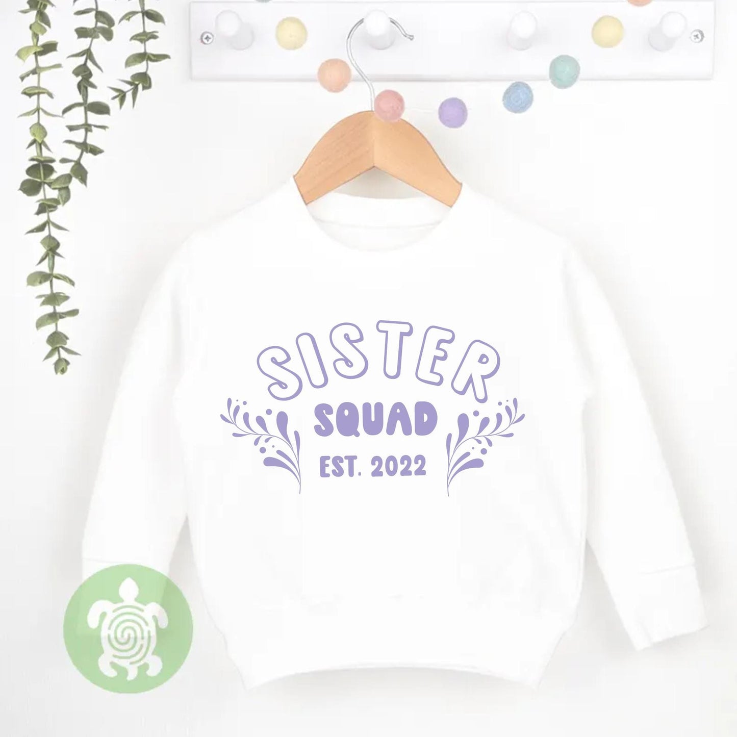 Sister Squad with Personalised Year Tshirt, Bodysuit, Sweatshirt, Sleepsuit, Matching Set Gift, Big Sis Announcement, Newborn Gift, Sisters