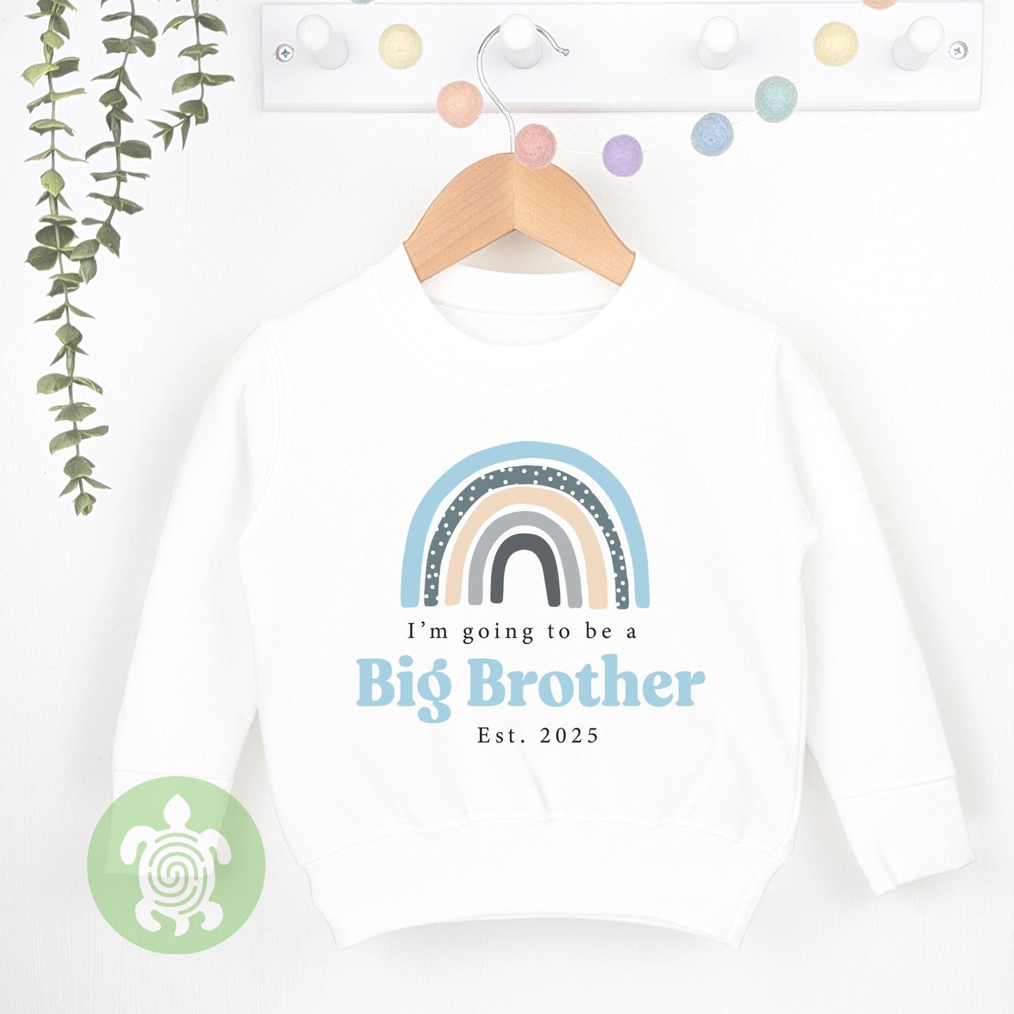 Personalised Boys Boho Rainbow Announcement T-shirt | New Baby Announcement| Big Sister | Children's sweatshirt | New Brother Gift Outfit