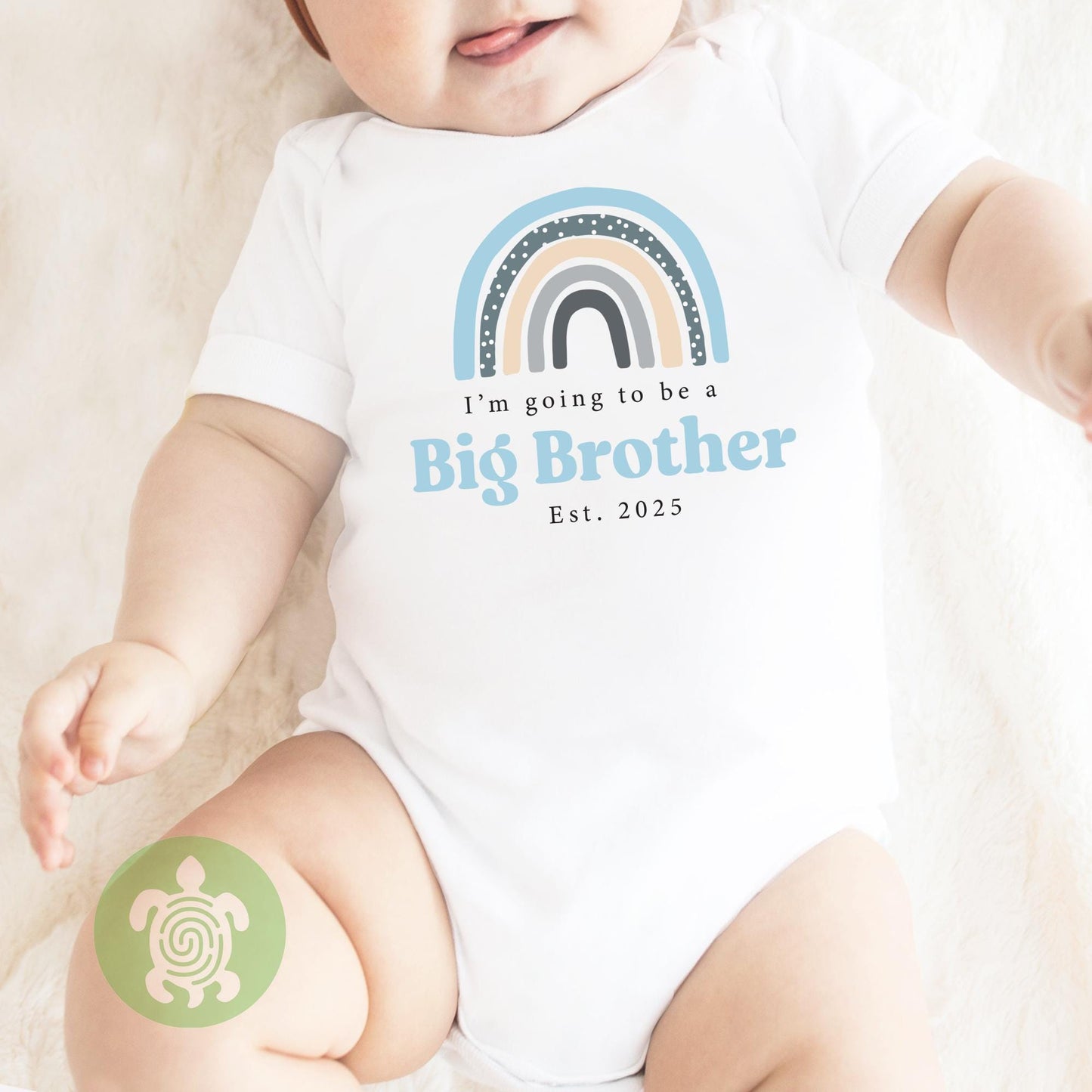 Personalised Boys Boho Rainbow Announcement T-shirt | New Baby Announcement| Big Sister | Children's sweatshirt | New Brother Gift Outfit