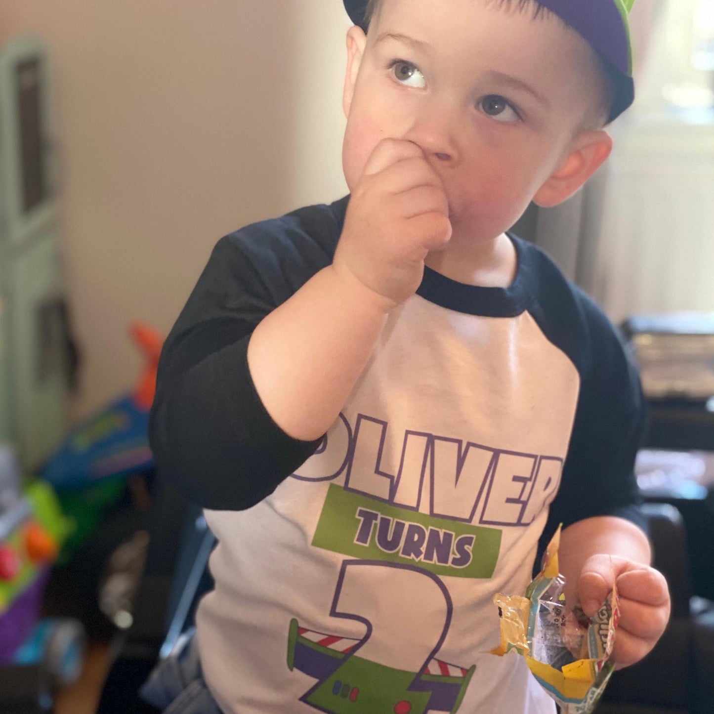 Space Ranger Two Infinity and Beyond Movie Themed Birthday Boy Girl Party White T-shirt Personalised 2nd Birthday design Front and Back