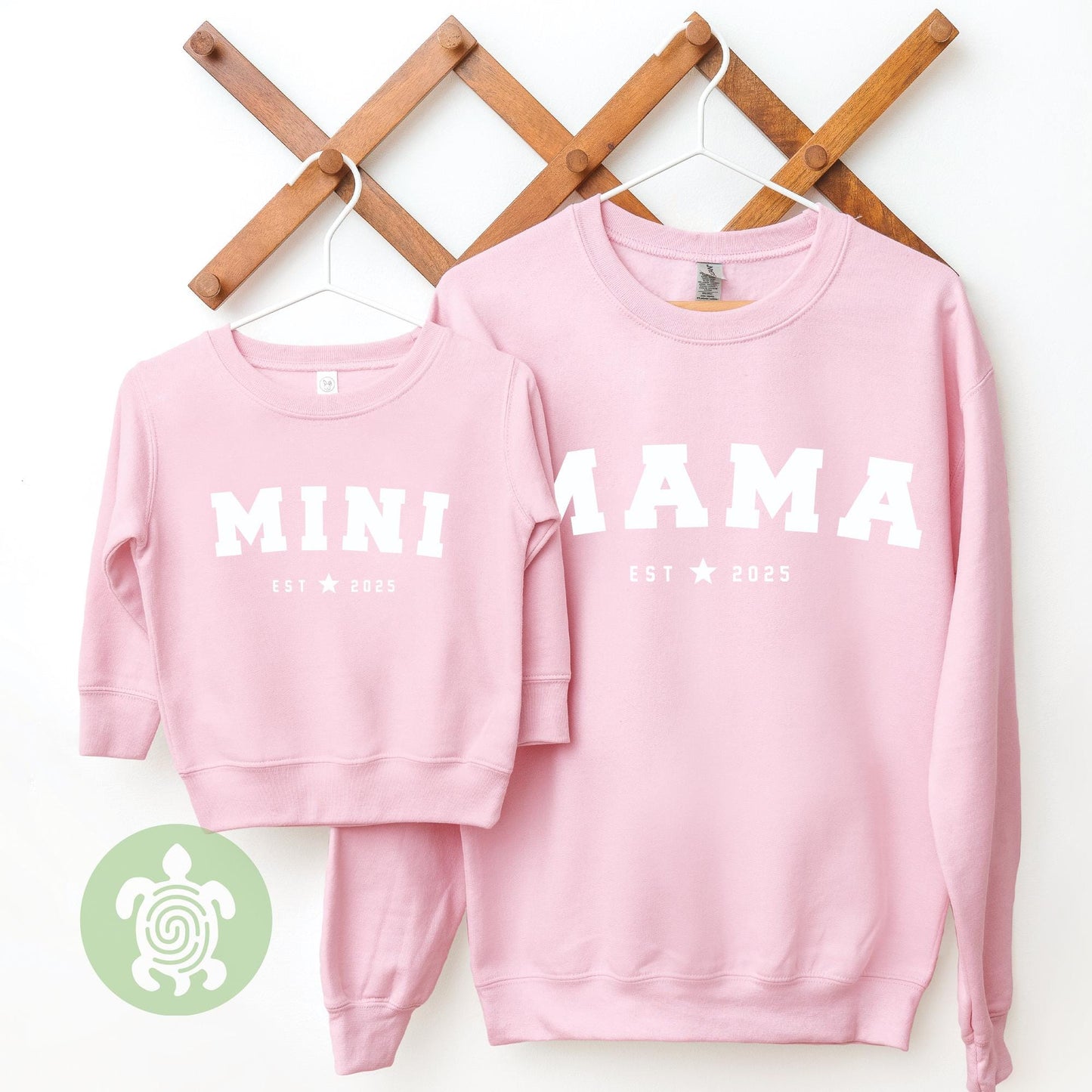 Mama and Mini Matching Baby Pink Adults and Childs Sweatshirt Jumper Set Mothers's Day Gift Birthday Gift Baby Daughter Established Date