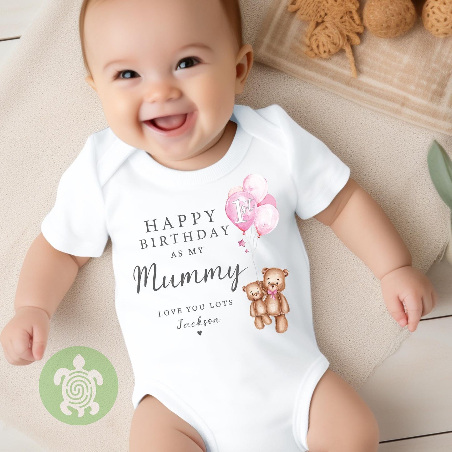 Happy 1st Birthday as my Mummy Love you Lots Baby Bodysuit Babygrow, Personalised Teddy Bear, Birthday As Parents Mum, Mummy Gift