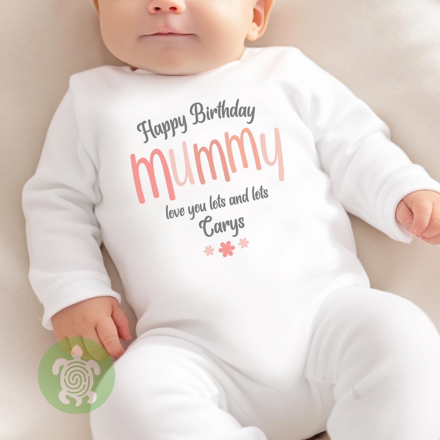 Happy Birthday Mummy Love you Lots Baby Toddler T-shirt Bodysuit Babygrow Personalised Pink Blue Option Gift