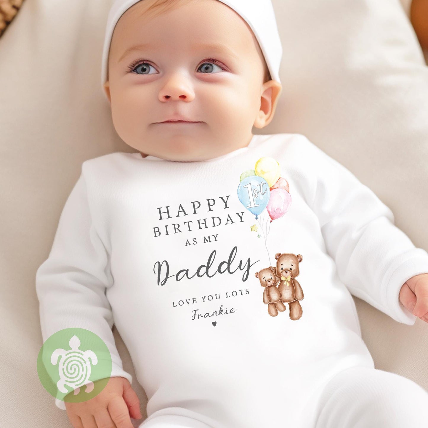 Happy 1st Birthday as my Daddy Love you Lots Baby Bodysuit Babygrow, Personalised Teddy Bear, Birthday As Parents Dad, Dada Gift