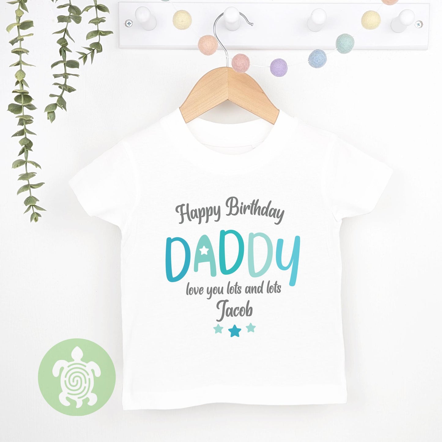 Happy Birthday Daddy Love you Lots Baby Toddler T-shirt Bodysuit Babygrow Personalised Pink Blue Option Gift