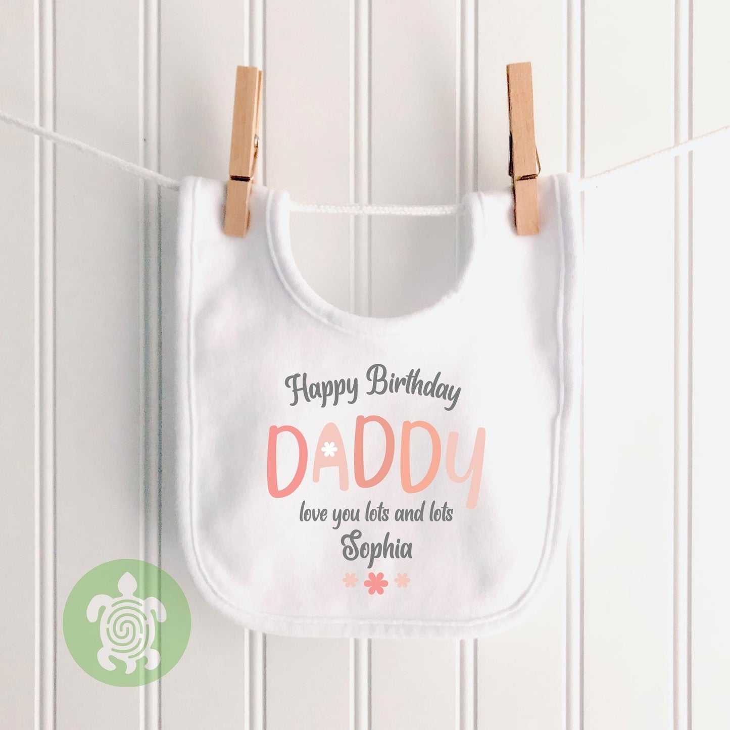 Happy Birthday Daddy Love you Lots Baby Toddler T-shirt Bodysuit Babygrow Personalised Pink Blue Option Gift