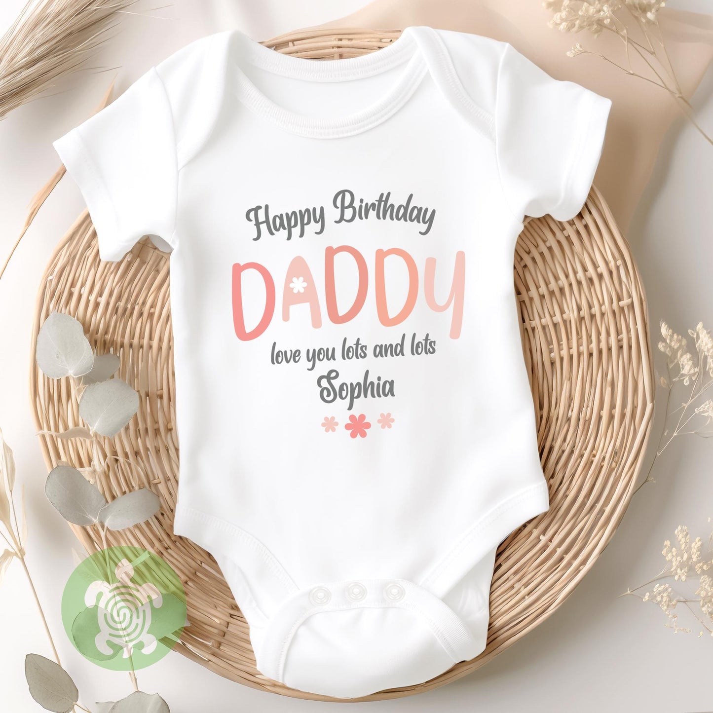 Happy Birthday Daddy Love you Lots Baby Toddler T-shirt Bodysuit Babygrow Personalised Pink Blue Option Gift