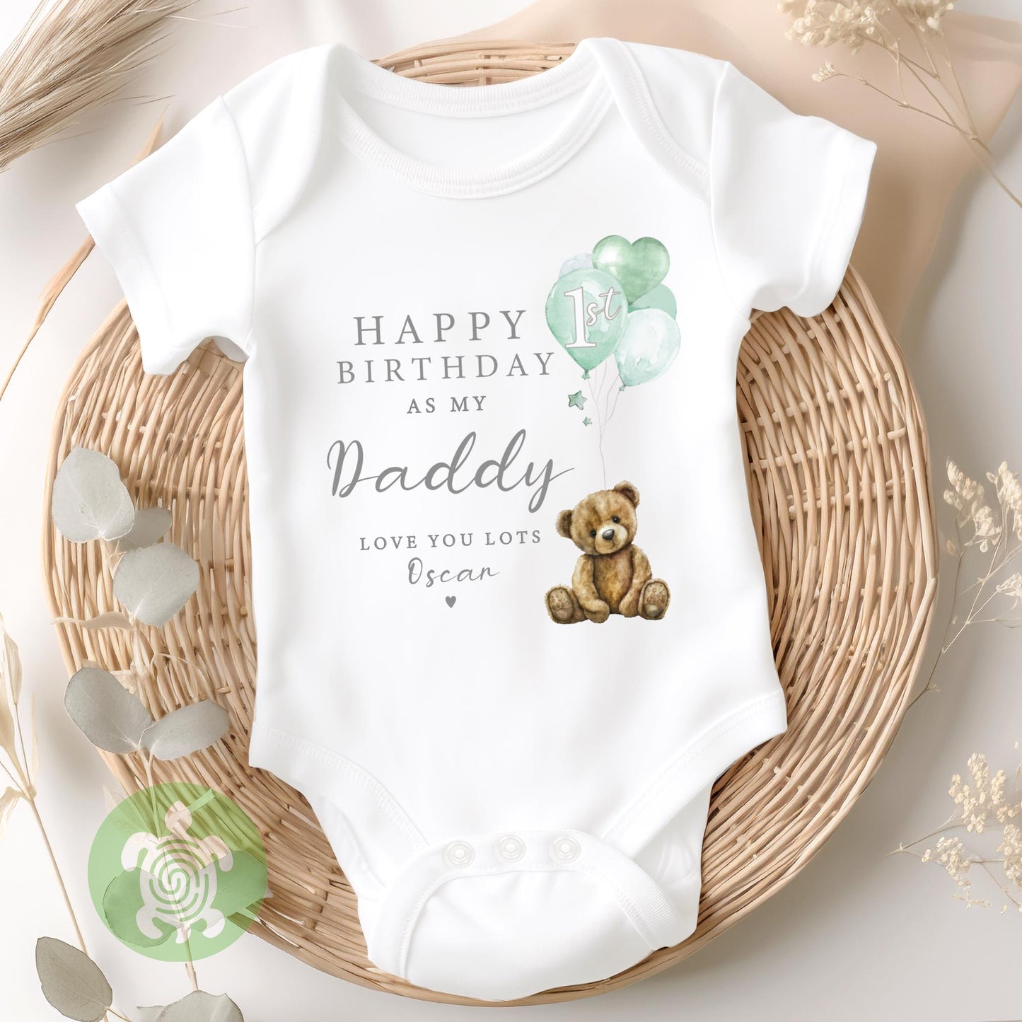 Happy 1st Birthday as my Daddy Babygrow Teddy Balloons, Daddy Birthday Gift, Dad Birthday Gift, New Dad Gift, Baby vest, Sleepsuit
