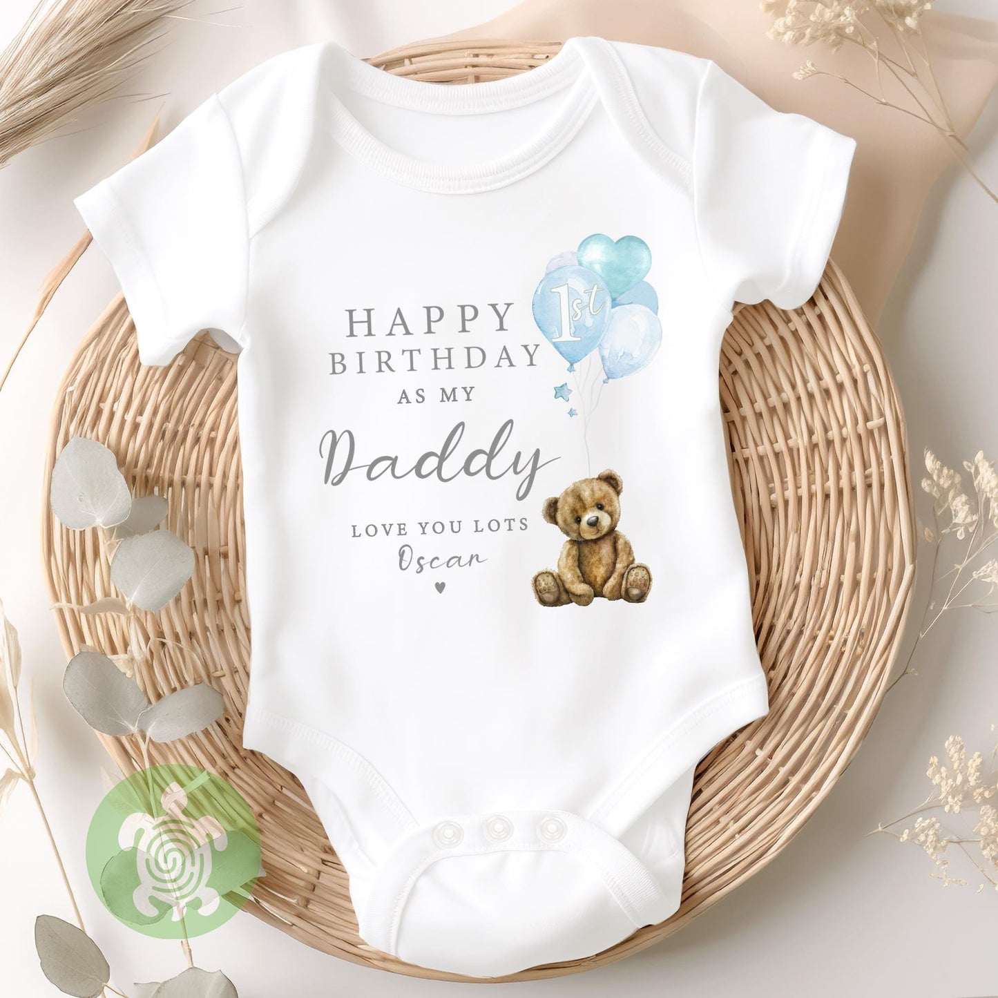 Happy 1st Birthday as my Daddy Babygrow Teddy Balloons, Daddy Birthday Gift, Dad Birthday Gift, New Dad Gift, Baby vest, Sleepsuit