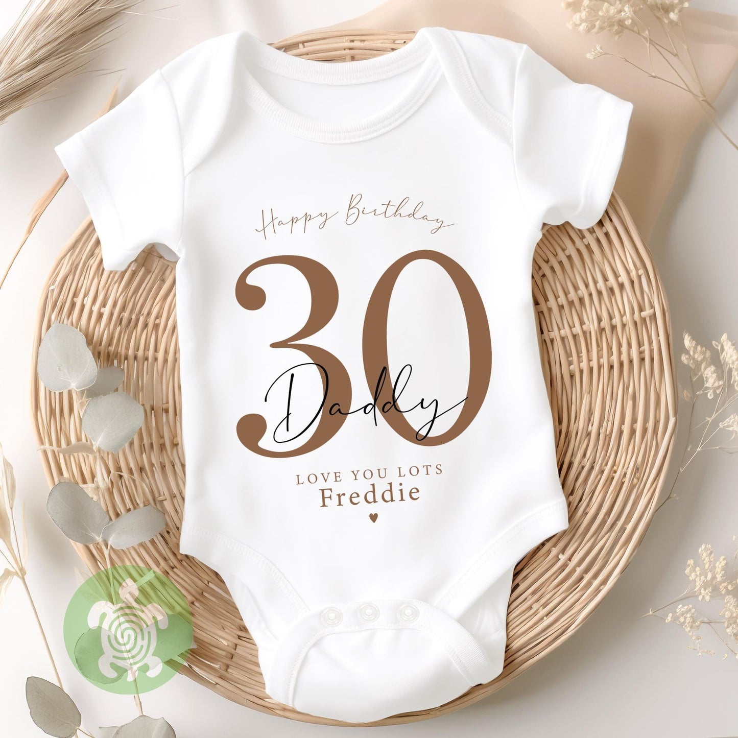 Happy 30th Birthday Daddy Dad Customised Birthday Age, Newborn Baby Toddler Babygrow T-shirt, Personalised Celebration Gift, Any Age