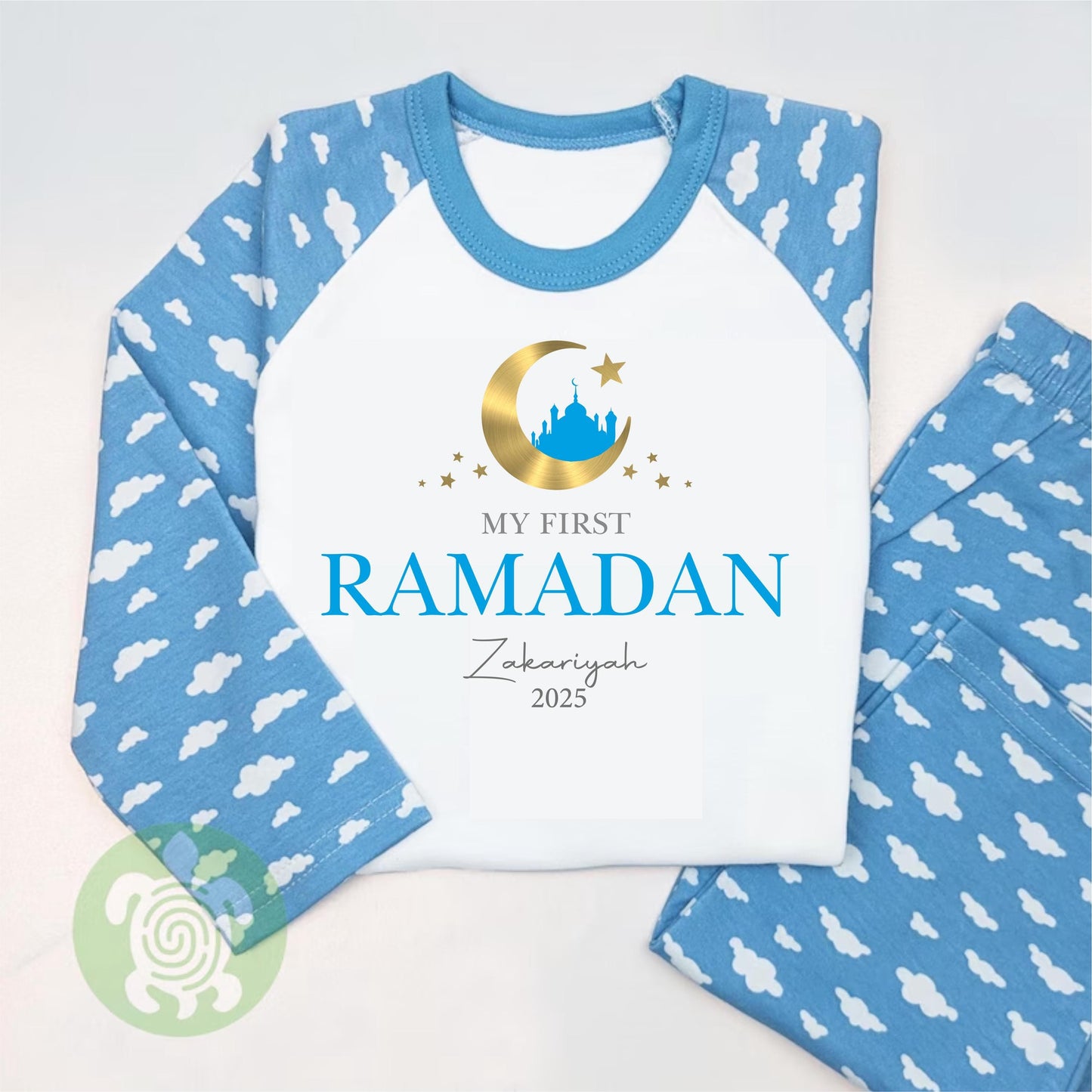 Personalised Baby Blue My First Ramadan, Babygrow Romper/Sleepsui,t T-shirt Girl, Ramadan Mubarak, 1st Eid Gift, Baby Newborn Occasion