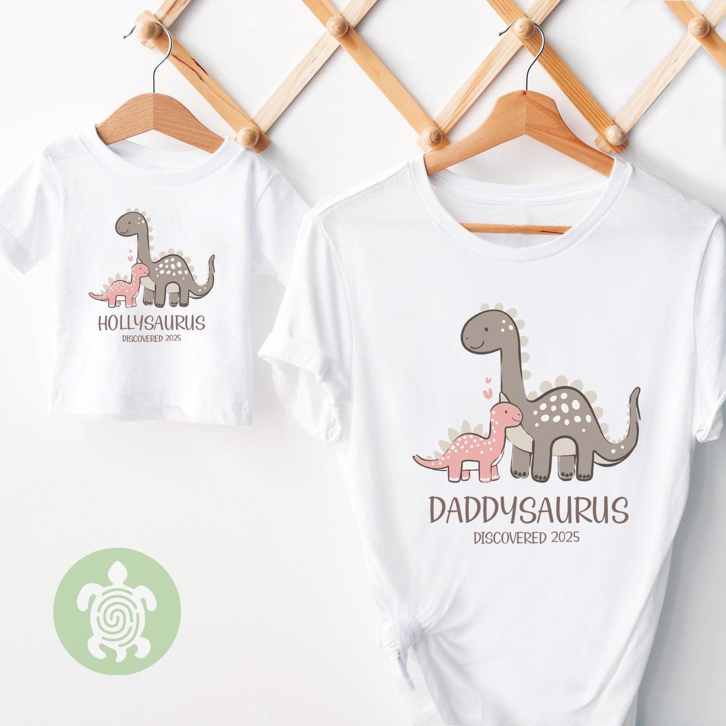Personalised Dinosaur Daddy & Baby Toddler Matching T-shirts, Baby Girl Boy, Father's Day gift, Daddy and Me Tee, New Mum gift