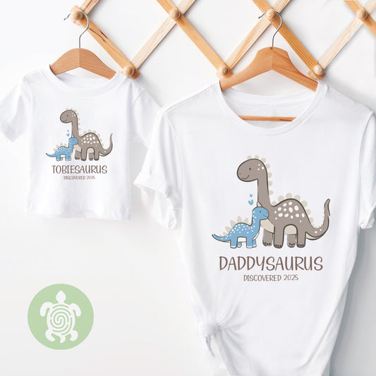 Personalised Dinosaur Daddy & Baby Toddler Matching T-shirts, Baby Girl Boy, Father's Day gift, Daddy and Me Tee, New Mum gift