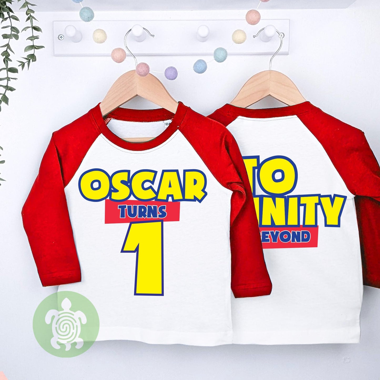 Toy Story Themed Any Age To Infinity & Beyond Movie Themed Birthday, White T-shirt, Personalised 1st 2nd Birthday, Front and Back Print