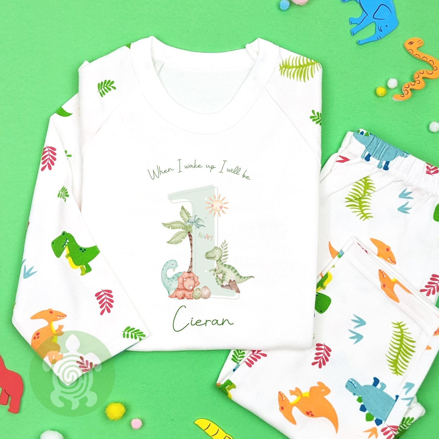 Personalised Dinosaur Shadow Any Age Birthday, Boy Pyjamas, When I Wake Up I'll Be Birthday, Birthday Nightwear, Birthday Outfit