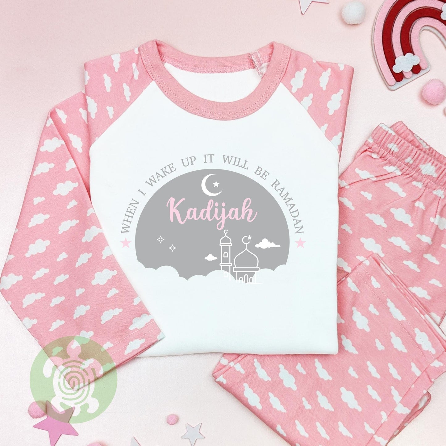 Personalised When I wake up Ramadan, Children's Eid, Celebration Outfit, Cotton Clothing Set for Girls, Tight-fitting style