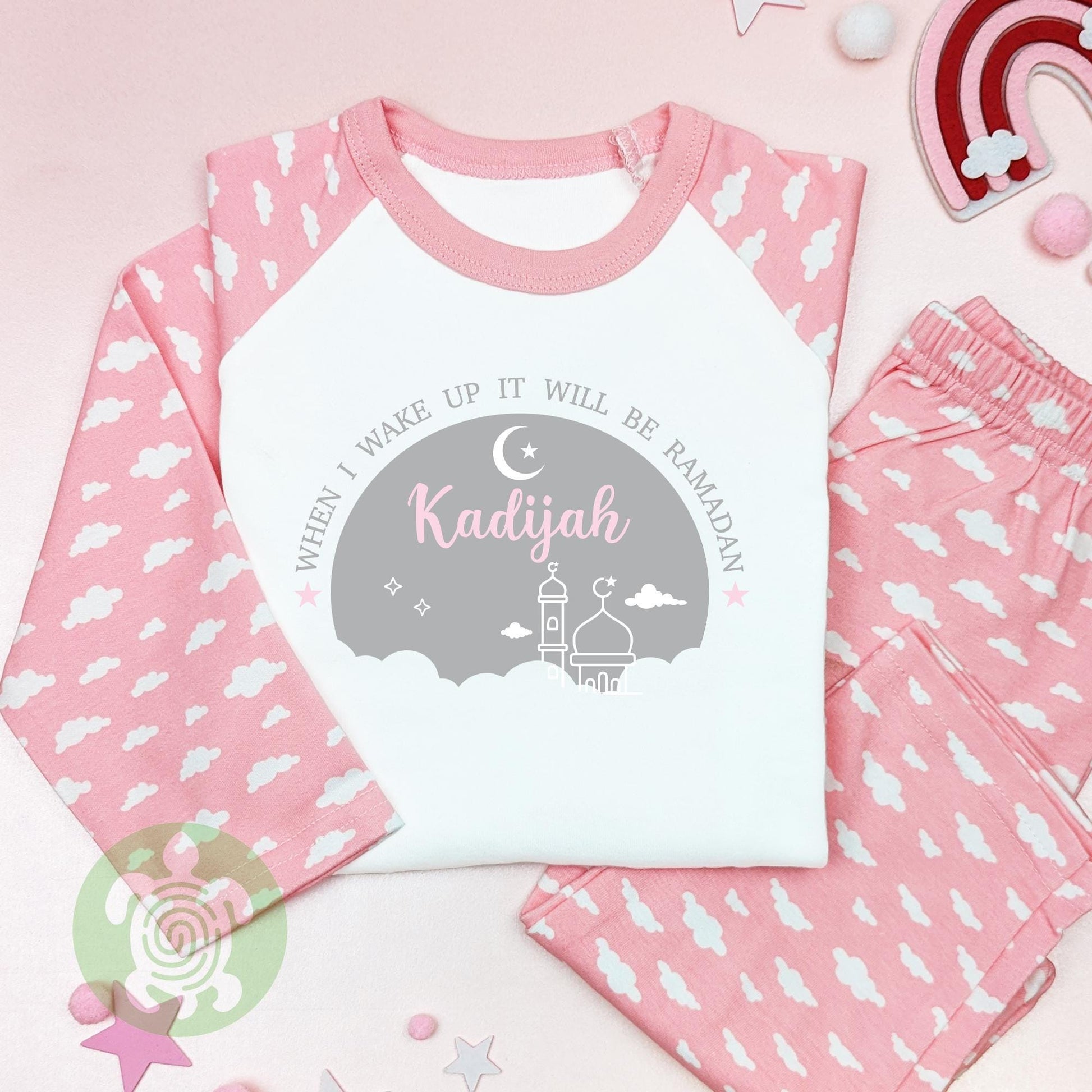 Personalised When I wake up Ramadan, Children's Eid, Celebration Outfit, Cotton Clothing Set for Girls, Tight-fitting style
