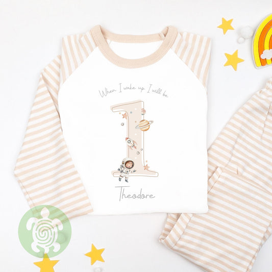Personalised Neutral Space theme Shadow Any Age Birthday Pyjamas, Children Toddler, Birthday Gift, Birthday Pyjamas, 1st 2nd Birthday Outfit