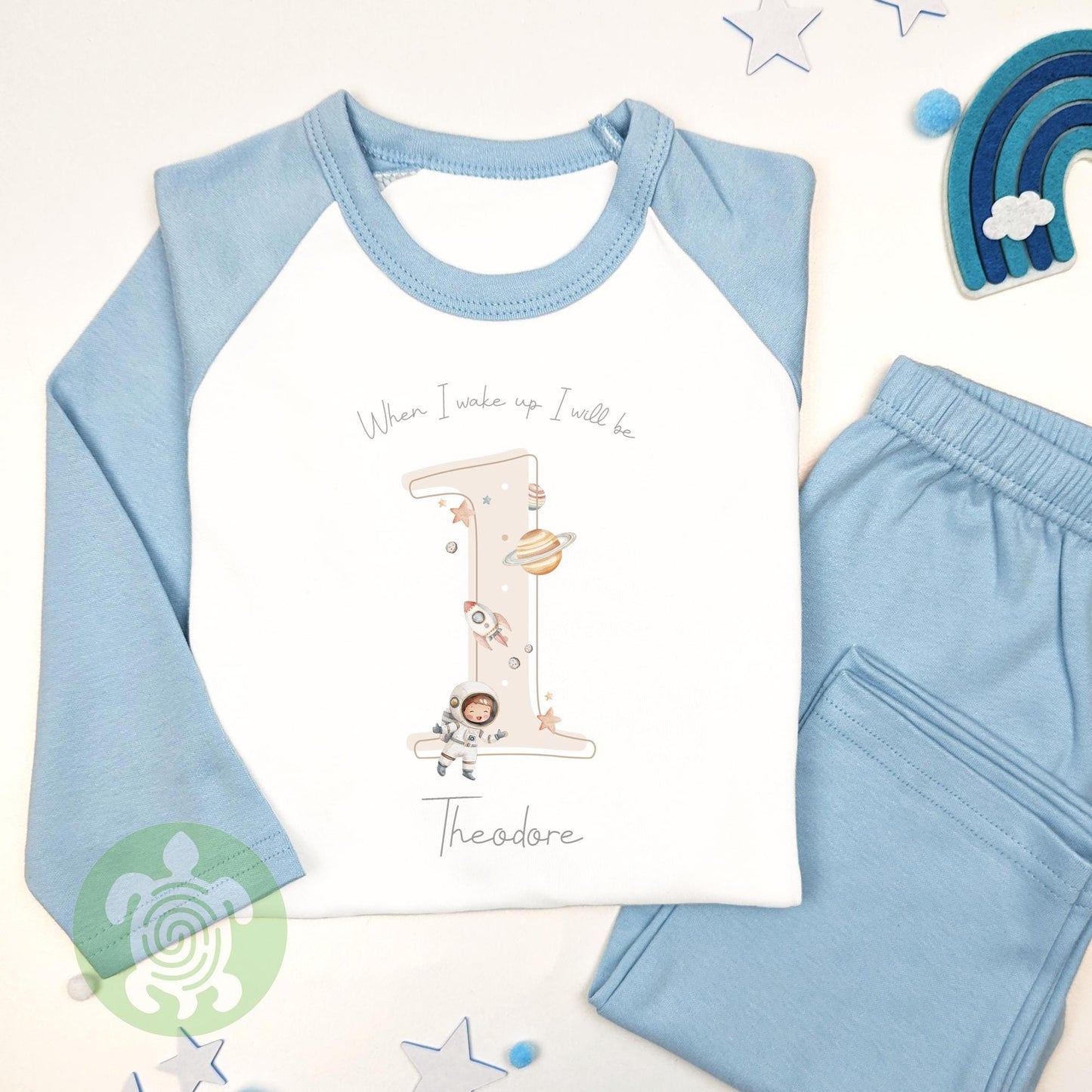 Personalised Neutral Space theme Shadow Any Age Birthday Pyjamas, Children Toddler, Birthday Gift, Birthday Pyjamas, 1st 2nd Birthday Outfit