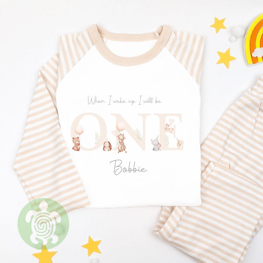 Neutral Animals Birthday Party Personalised Birthday Pyjamas, Any Age, When I Wake Up I'll Be Birthday, Birthday Nightwear, Birthday Outfit