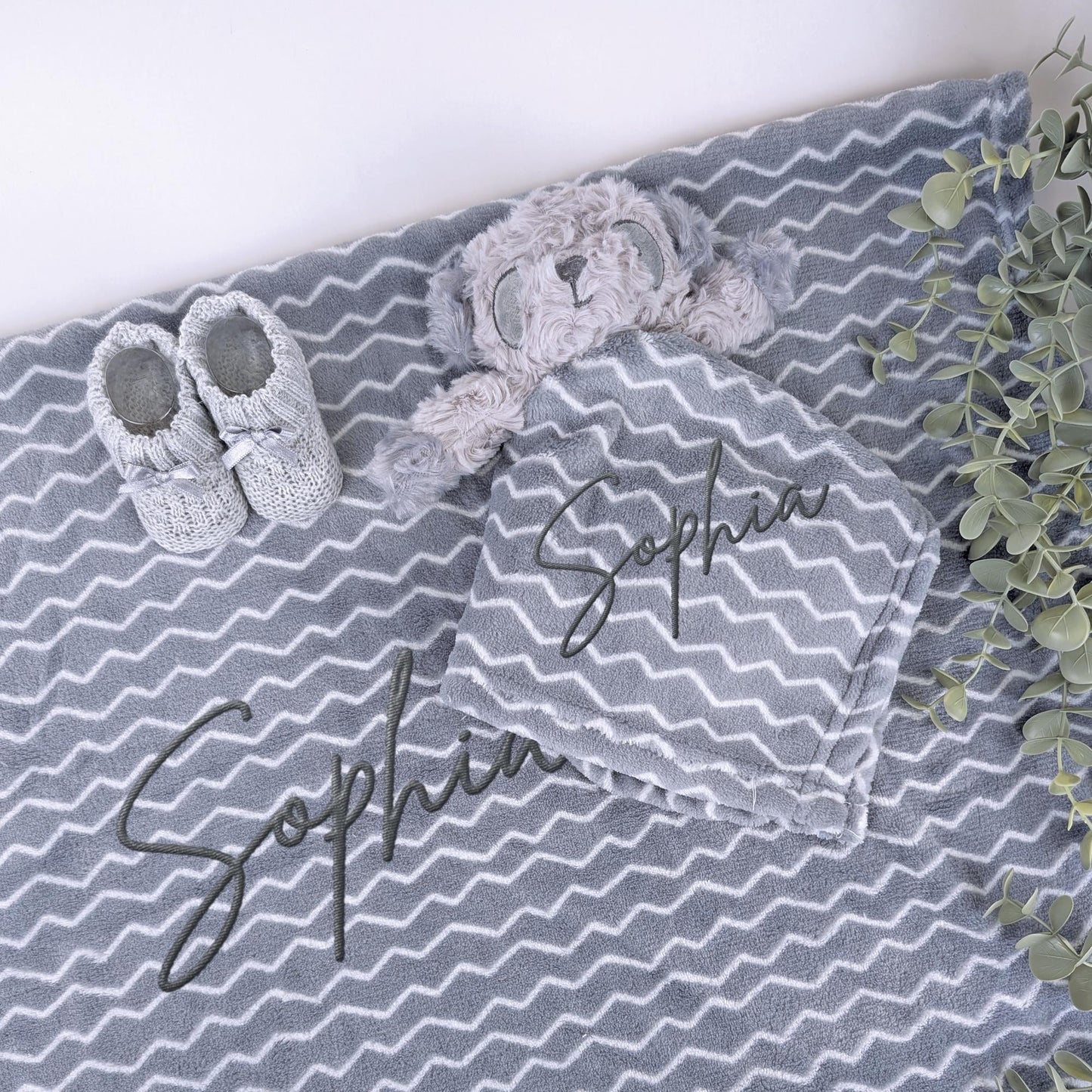 Personalised Embroidered Panda Blanket + Comforter | Booties Gift Set | Baby Girl | Babyshower | Newborn Coming Home | Newborn Gift Set